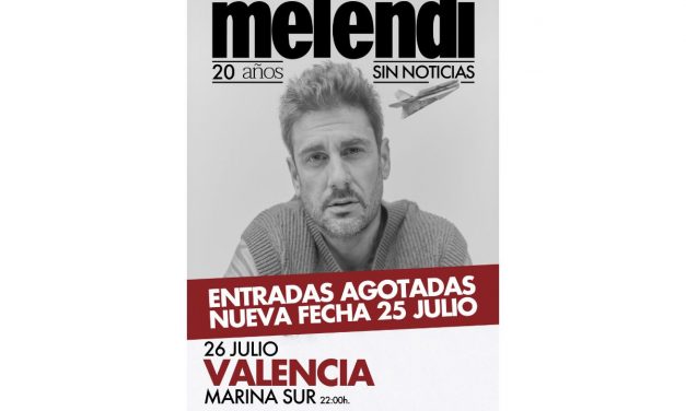 Melendi anuncia una segunda fecha en valencia tras agotar las más de 17.000 entradas del Marina Sur.